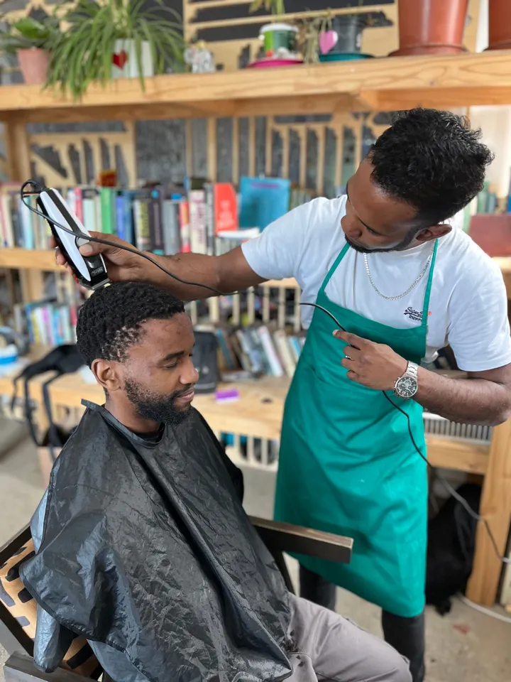 A haircut at The Humanity Hub